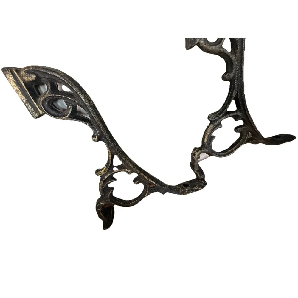 2 Heavy Cast Iron Shelf Brackets Vintage Metal Shelf Brackets Architectural VTG
